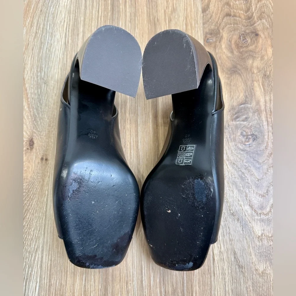 3.1 Phillip Lim Black Open Toe Slingback Heels 65mm Crescent Heel Size 40